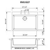 Ruvati 27 x 20 inch Drop-in Topmount Granite Composite Single Bowl Kitchen Sink - Midnight Black - RVG1027BK