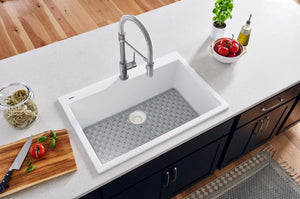 Ruvati 27 x 20 inch Drop-in Topmount Granite Composite Single Bowl Kitchen Sink - Arctic White - RVG1027WH
