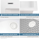 Ruvati 30 x 20 inch epiGranite Drop-in Topmount Granite Composite Single Bowl Kitchen Sink - Arctic White - RVG1030WH