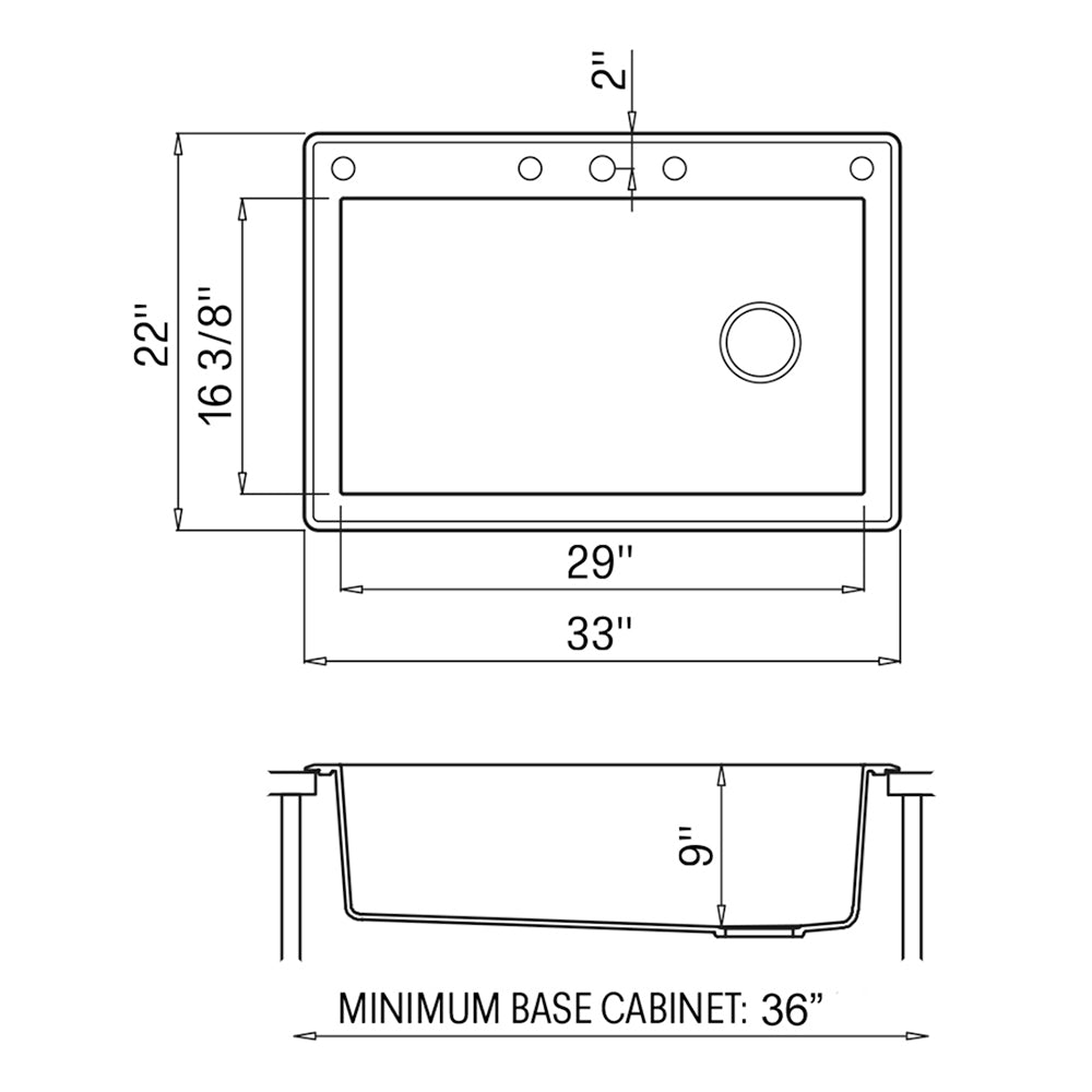 Ruvati 33 x 22 inch epiGranite Drop-in Topmount Granite Composite Single Bowl Kitchen Sink - Urban Gray - RVG1033GR