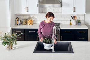 Ruvati 33 x 22 inch epiGranite Drop-in Topmount Granite Composite Single Bowl Kitchen Sink - Midnight Black - RVG1033BK