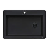 Ruvati 33 x 22 inch epiGranite Drop-in Topmount Granite Composite Single Bowl Kitchen Sink - Midnight Black - RVG1033BK