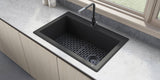 Ruvati 33 x 22 inch epiGranite Drop-in Topmount Granite Composite Single Bowl Kitchen Sink - Midnight Black - RVG1033BK