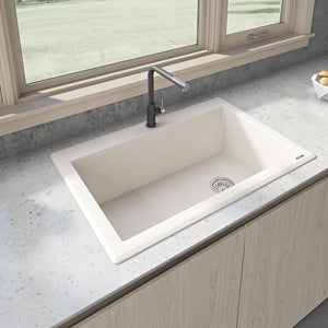 Ruvati 33 x 22 inch epiGranite Drop-in Topmount Granite Composite Single Bowl Kitchen Sink - Caribbean Sand - RVG1033CS