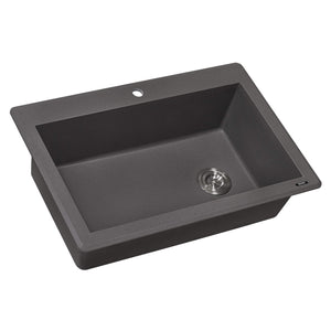 Ruvati 33 x 22 inch epiGranite Drop-in Topmount Granite Composite Single Bowl Kitchen Sink - Urban Gray - RVG1033GR