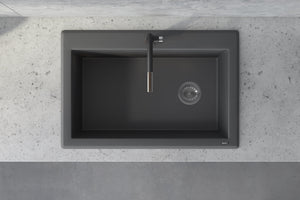 Ruvati 33 x 22 inch epiGranite Drop-in Topmount Granite Composite Single Bowl Kitchen Sink - Urban Gray - RVG1033GR