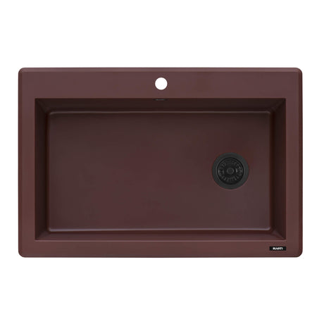 Ruvati 33 x 22 inch Granite Composite Drop-in Topmount Single Bowl Kitchen Sink - Carnelian Red - RVG1033RD