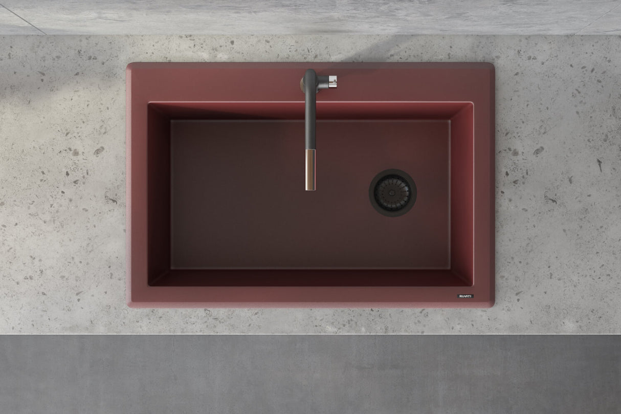 Ruvati 33 x 22 inch Granite Composite Drop-in Topmount Single Bowl Kitchen Sink - Carnelian Red - RVG1033RD