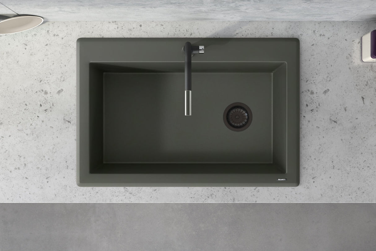 Ruvati 33 x 22 inch Granite Composite Drop-in Topmount Single Bowl Kitchen Sink - Juniper Green - RVG1033RN