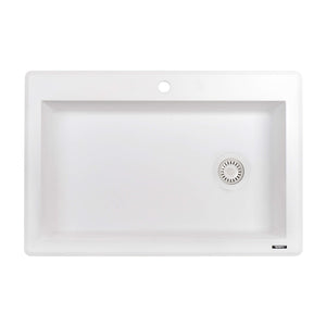 Ruvati 33 x 22 inch epiGranite Drop-in Topmount Granite Composite Single Bowl Kitchen Sink - Arctic White - RVG1033WH