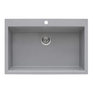 Ruvati 33 x 22 inch epiGranite Drop-in Topmount Granite Composite Single Bowl Kitchen Sink - Silver Gray - RVG1080GR