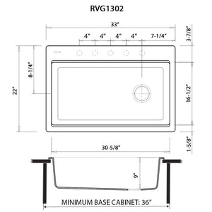 Ruvati 33-inch Granite Composite Workstation Drop-in Topmount Kitchen Sink  Matte White - RVG1302WH