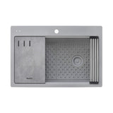 Ruvati 33-inch Granite Composite Workstation Drop-in Topmount Kitchen Sink Silver Gray - RVG1302GR