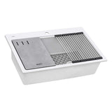 Ruvati 33-inch Granite Composite Workstation Drop-in Topmount Kitchen Sink  Matte White - RVG1302WH
