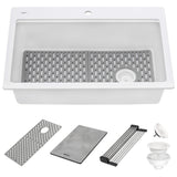 Ruvati 33-inch Granite Composite Workstation Drop-in Topmount Kitchen Sink  Matte White - RVG1302WH