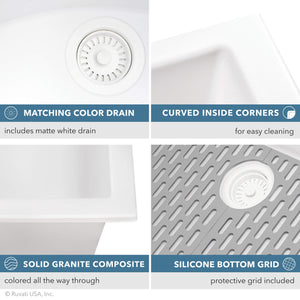 Ruvati 33-inch Granite Composite Workstation Drop-in Topmount Kitchen Sink Matte White - RVG1306WH