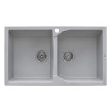 Ruvati 34 x 20 inch epiGranite Dual-Mount Granite Composite Double Bowl Kitchen Sink - Silver Gray - RVG1319GR