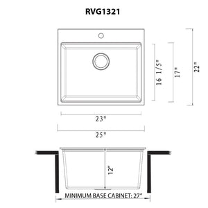 Ruvati 25-inch epiRock Workstation Warm White Topmount Laundry Sink - RVG1321WB