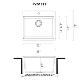 Ruvati 25-inch epiRock Workstation Charcoal Black Topmount Laundry Sink - RVG1321CK