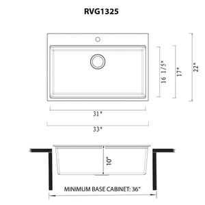 Ruvati 33-inch epiRock Workstation Warm White Topmount Kitchen Sink - RVG1325WB
