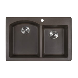 Ruvati 33 x 22 inch epiGranite Dual-Mount Granite Composite Double Bowl Kitchen Sink - Espresso Brown - RVG1344ES