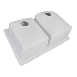 Ruvati 33 x 22 inch epiGranite Dual-Mount Granite Composite Double Bowl Kitchen Sink - Arctic White - RVG1344WH