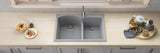 Ruvati 33 x 22 inch epiGranite Drop-in Topmount Granite Composite Double Bowl Kitchen Sink - Silver Gray - RVG1345GR