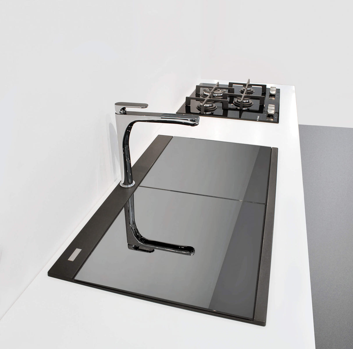 Ruvati 34 inch epiGranite Topmount Workstation Ledge Granite Composite Kitchen Sink - Midnight Black - RVG1350BK