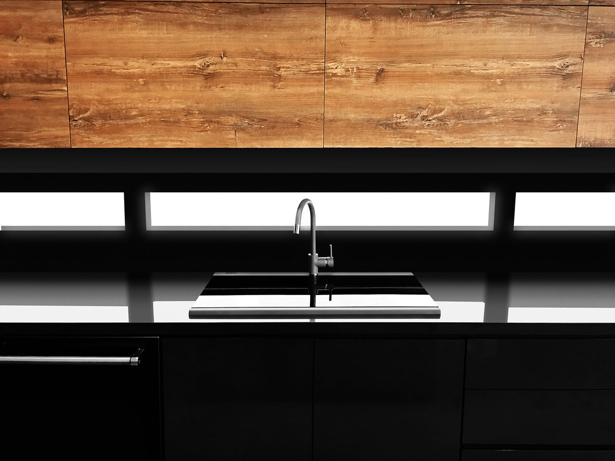 Ruvati 34 inch epiGranite Topmount Workstation Ledge Granite Composite Kitchen Sink - Midnight Black - RVG1350BK