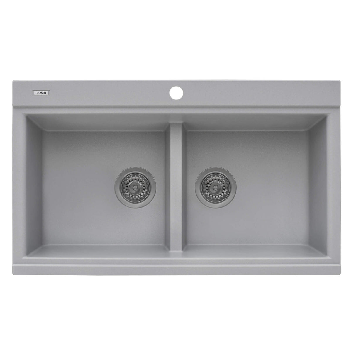 Ruvati 34 inch epiGranite Topmount Workstation Ledge Granite Composite Kitchen Sink - Silver Gray - RVG1350GR