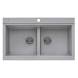 Ruvati 34 inch epiGranite Topmount Workstation Ledge Granite Composite Kitchen Sink - Silver Gray - RVG1350GR