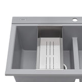 Ruvati 34 inch epiGranite Topmount Workstation Ledge Granite Composite Kitchen Sink - Silver Gray - RVG1350GR