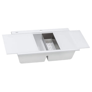 Ruvati 34 inch epiGranite Topmount Workstation Ledge Granite Composite Kitchen Sink - Arctic White - RVG1350WH