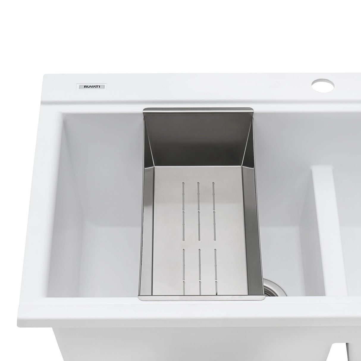 Ruvati 34 inch epiGranite Topmount Workstation Ledge Granite Composite Kitchen Sink - Arctic White - RVG1350WH