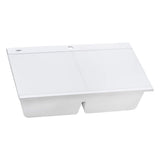 Ruvati 34 inch epiGranite Topmount Workstation Ledge Granite Composite Kitchen Sink - Arctic White - RVG1350WH