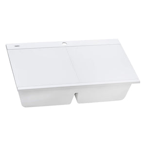 Ruvati 34 inch epiGranite Topmount Workstation Ledge Granite Composite Kitchen Sink - Arctic White - RVG1350WH