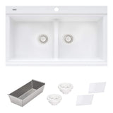 Ruvati 34 inch epiGranite Topmount Workstation Ledge Granite Composite Kitchen Sink - Arctic White - RVG1350WH