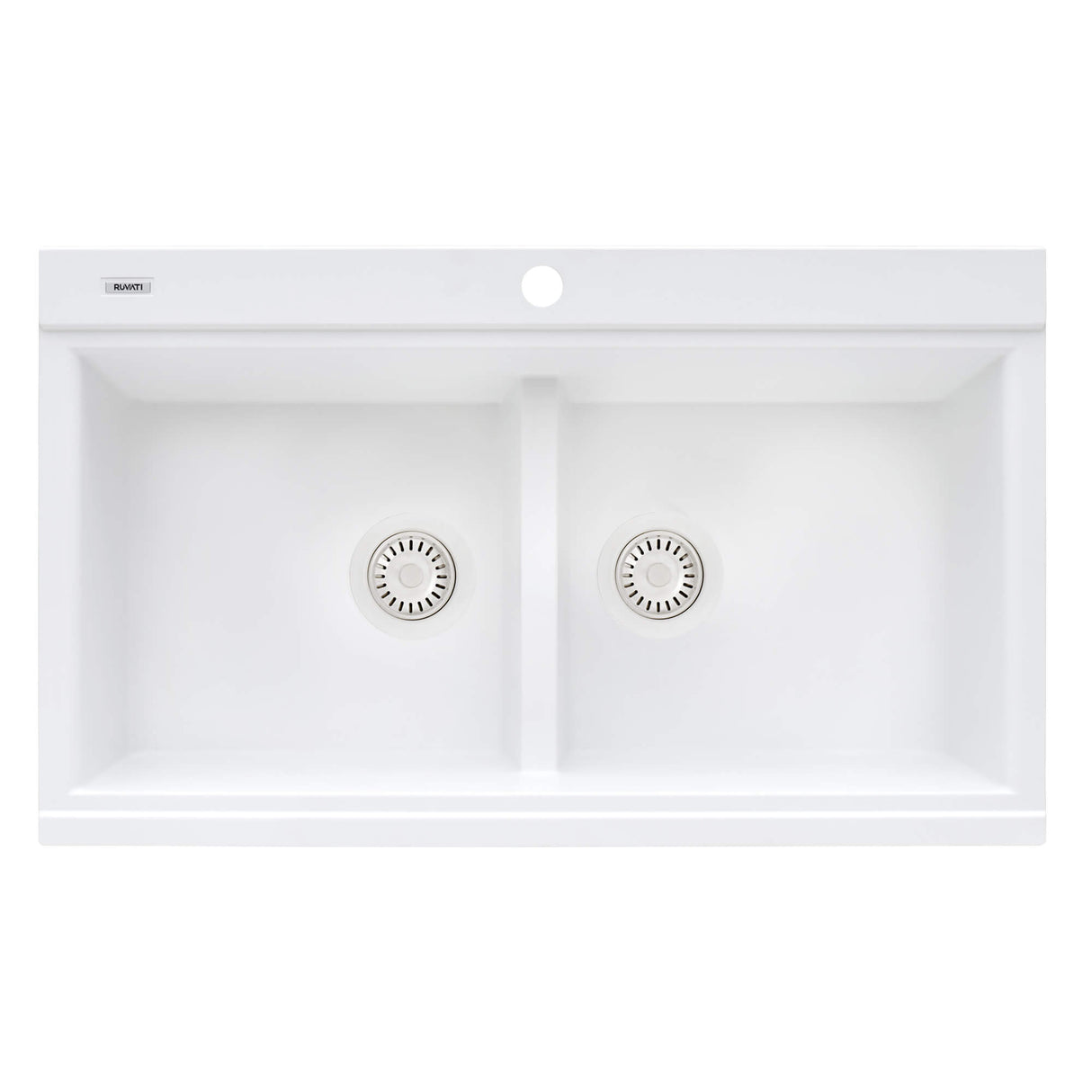 Ruvati 34 inch epiGranite Topmount Workstation Ledge Granite Composite Kitchen Sink - Arctic White - RVG1350WH