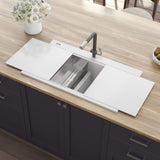 Ruvati 34 inch epiGranite Topmount Workstation Ledge Granite Composite Kitchen Sink - Arctic White - RVG1350WH