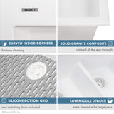 Ruvati 33 x 22 inch epiGranite Drop-in TopMount Granite Composite Double Bowl Low Divide Kitchen Sink - Arctic White - RVG1385WH