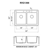 Ruvati 33 x 22 inch epiGranite Topmount Granite Composite Double Bowl Kitchen Sink - Espresso Brown - RVG1388ES