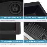 Ruvati 33 x 22 inch epiGranite Topmount Granite Composite Double Bowl Kitchen Sink - Midnight Black - RVG1388BK