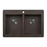 Ruvati 33 x 22 inch epiGranite Topmount Granite Composite Double Bowl Kitchen Sink - Espresso Brown - RVG1388ES