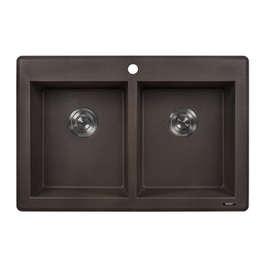 Ruvati 33 x 22 inch epiGranite Topmount Granite Composite Double Bowl Kitchen Sink - Espresso Brown - RVG1388ES