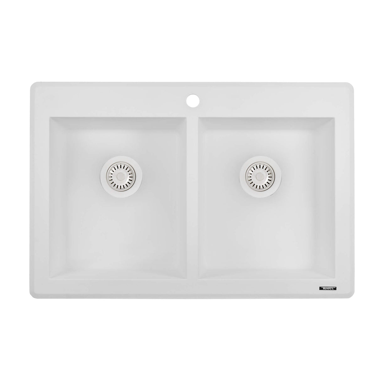 Ruvati 33 x 22 inch epiGranite Topmount Granite Composite Double Bowl Kitchen Sink - Arctic White - RVG1388WH