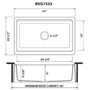 Ruvati 33-inch Matte Gray Granite Farmhouse Workstation Apron-front Composite Kitchen Sink - RVG1533GR