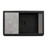 Ruvati 33-inch Matte Black Granite Farmhouse Workstation Apron-front Composite Kitchen Sink - RVG1533BK