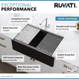 Ruvati 33-inch Matte Black Granite Farmhouse Workstation Apron-front Composite Kitchen Sink - RVG1533BK