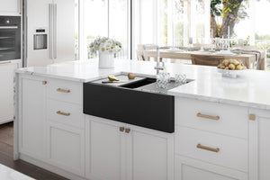 Ruvati 33-inch Matte Black Granite Farmhouse Workstation Apron-front Composite Kitchen Sink - RVG1533BK