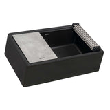 Ruvati 33-inch Matte Black Granite Farmhouse Workstation Apron-front Composite Kitchen Sink - RVG1533BK